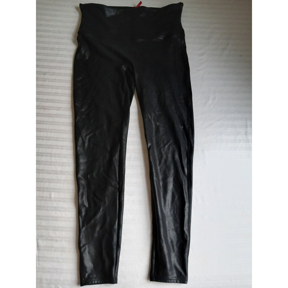 Spanx Leggings 2x Faux Leather High Rise Yoga Stretch Slimming Goth Grunge